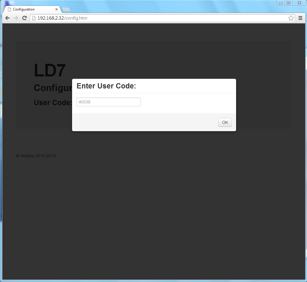 Open the web browser (Chrome) and enter the IP Address of the LD7 into the Address bar